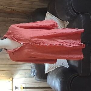 Relaxed Button Down Linen Oversized Tunic Women's Medium